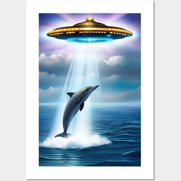 Dolphin UFO Contact Wall Art by roswellboutique